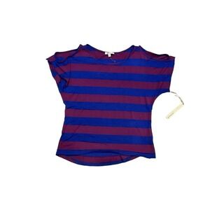 Kenar Blouse Top‎ Women's Size M Multicolor Stripped Cold Shoulder Short Sleeve